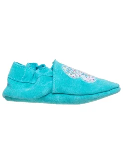 Leder-Krabbelschuhe in Türkis