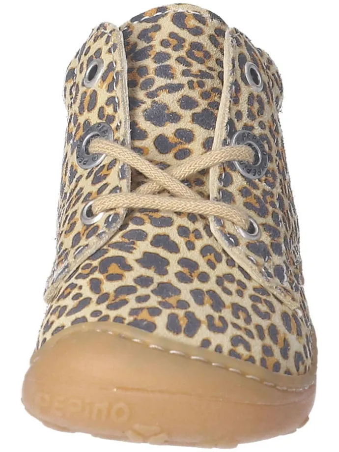 Leder-Lauflernschuhe "Dots" in Beige/ Braun