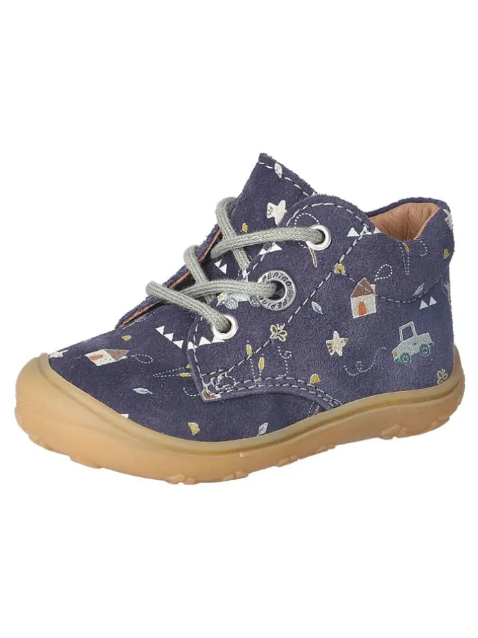 Leder-Lauflernschuhe "Dots" in Dunkelblau