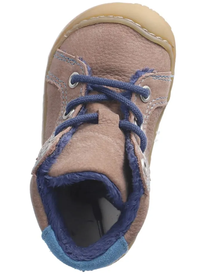Leder-Lauflernschuhe "Georgie" in Beige/ Blau