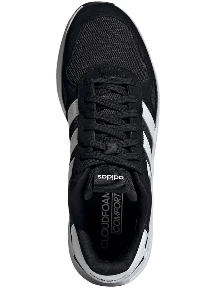 Leder-Laufschuhe "Run 84" in Schwarz/ Weiß