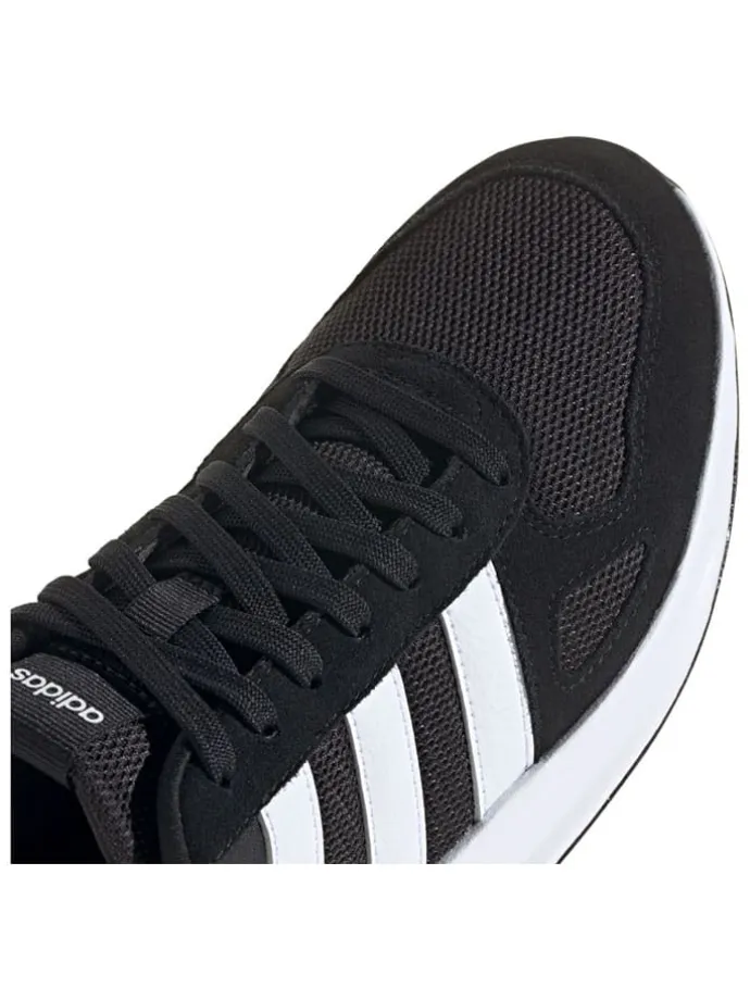 Leder-Laufschuhe "Run 84" in Schwarz/ Weiß