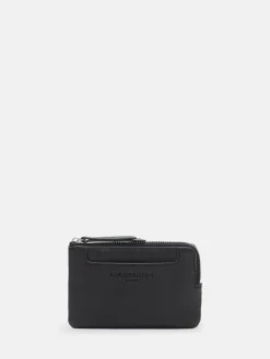 Leder-Münzbörse in Schwarz - (B)12,8 x (H)7,8 x (T)1 cm