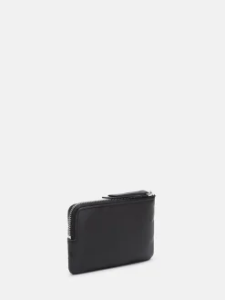 Leder-Münzbörse in Schwarz - (B)12,8 x (H)7,8 x (T)1 cm