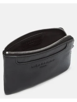 Leder-Münzbörse in Schwarz - (B)12,8 x (H)7,8 x (T)1 cm