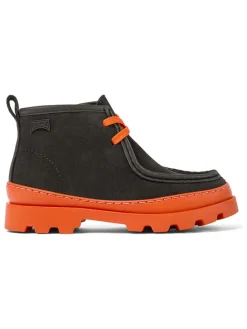Leder-Mokassins in Anthrazit/ Orange