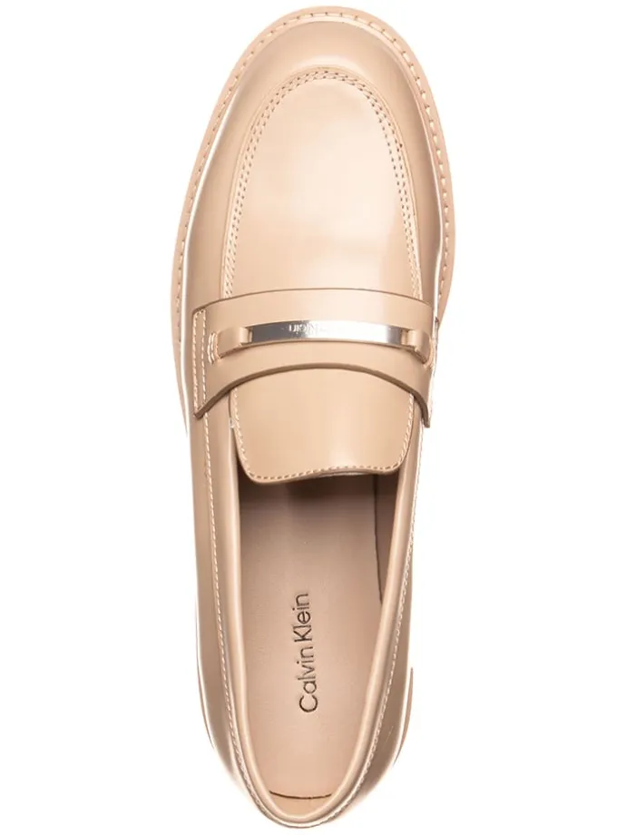 Leder-Mokassins in Beige