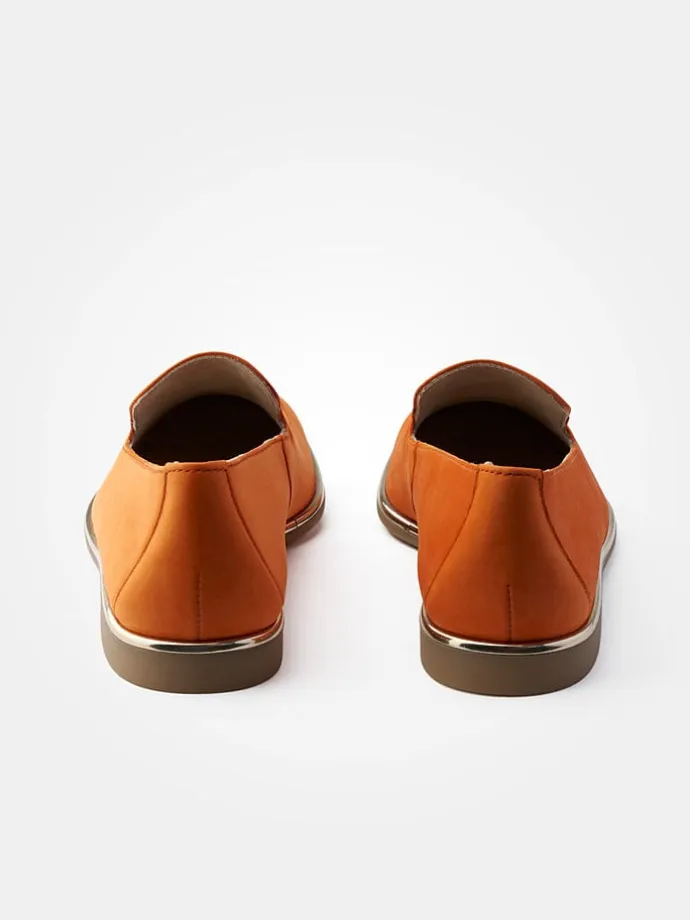 Leder-Mokassins in Orange