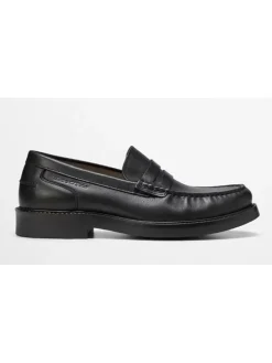 Leder-Mokassins in Schwarz