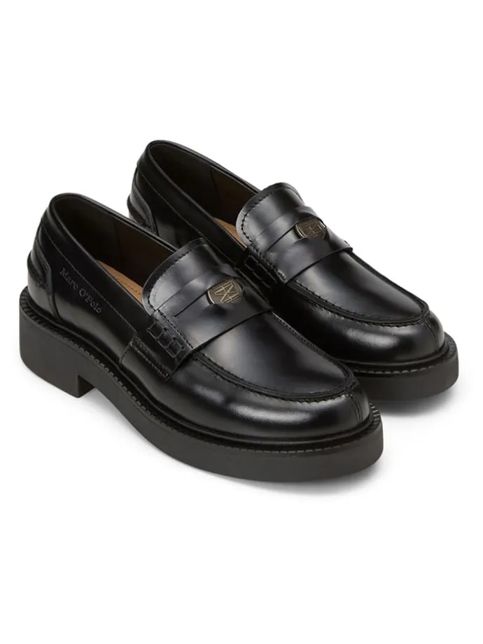 Leder-Mokassins in Schwarz