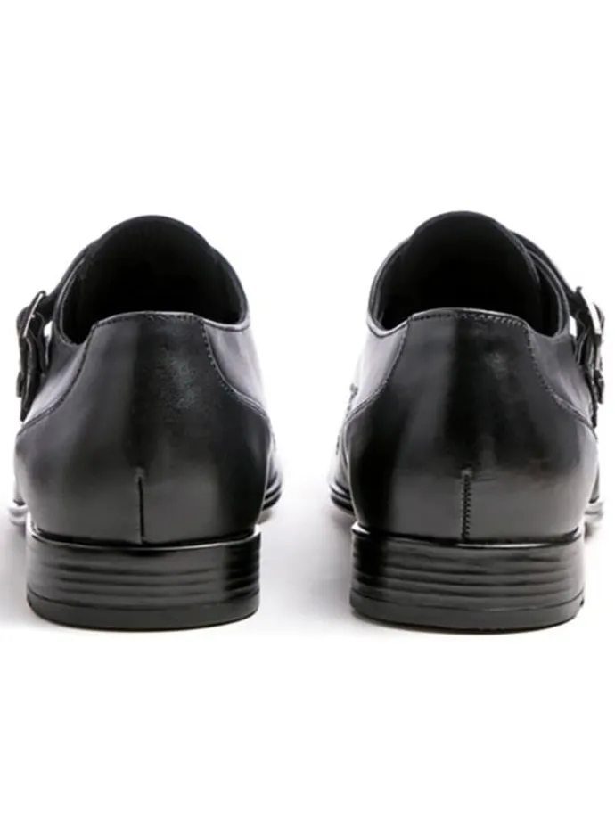 Leder-Monkstraps "Mailand" in Schwarz