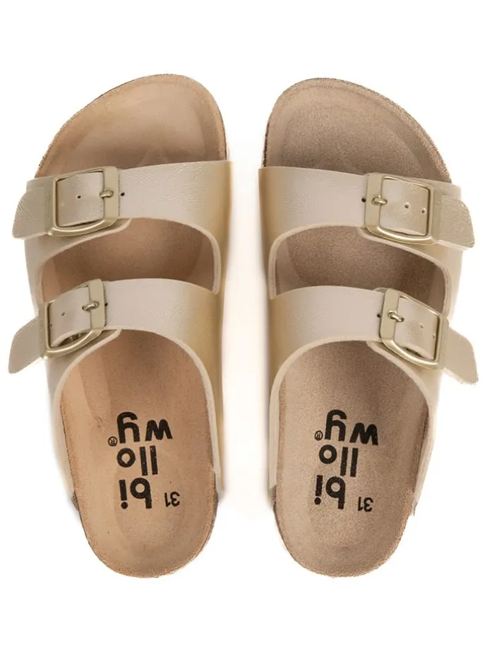 Leder-Pantoletten in Gold