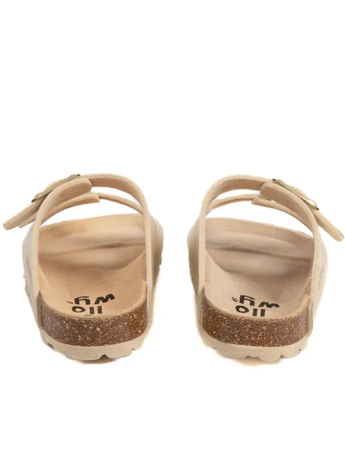 Leder-Pantoletten in Gold