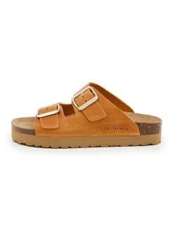 Leder-Pantoletten in Orange