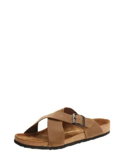 Leder-Pantoletten in Sand