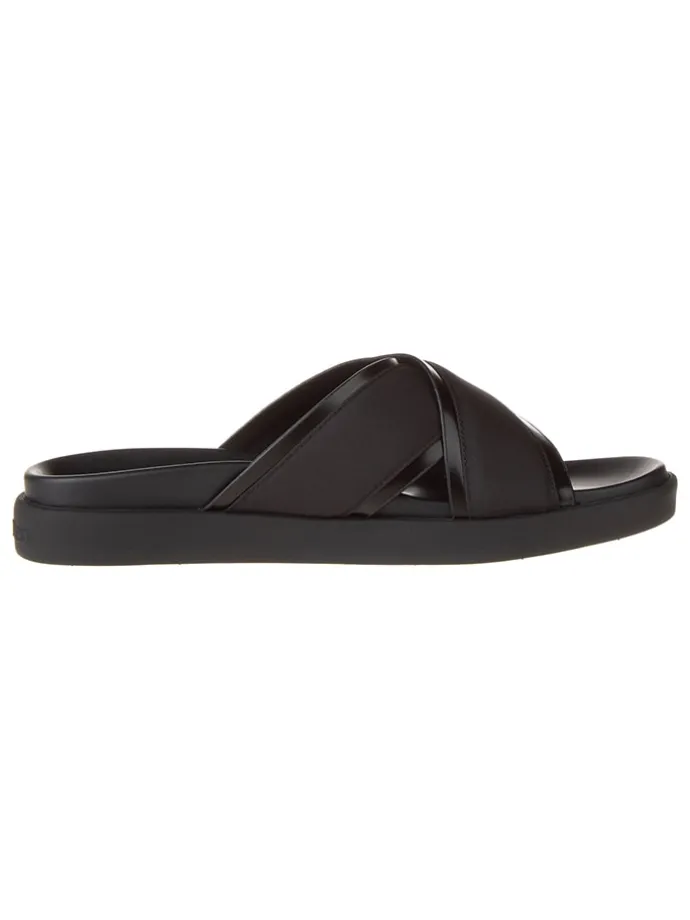 Leder-Pantoletten in Schwarz