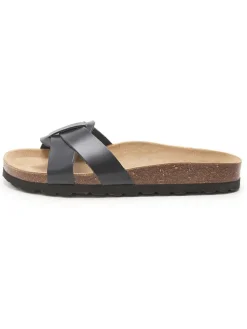 Leder-Pantoletten in Schwarz