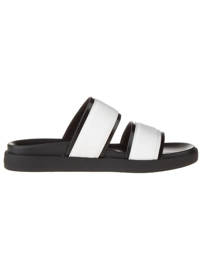 Leder-Pantoletten in Schwarz/ Weiß