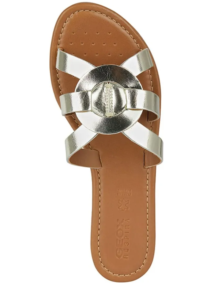 Leder-Pantoletten "Sozy" in Gold