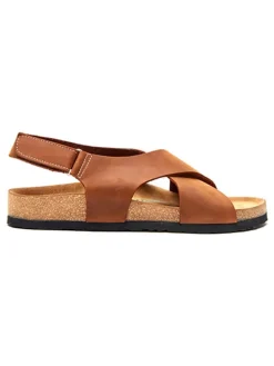 Leder-Sandalen in Braun