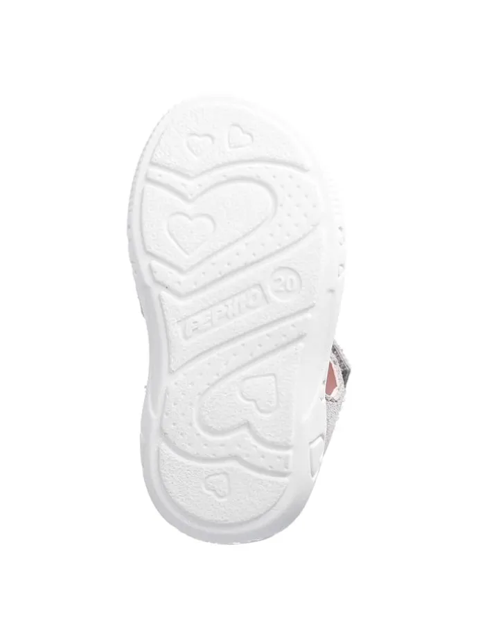 Leder-Sandalen in Grau/ Rosa