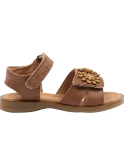 Leder-Sandalen in Hellbraun