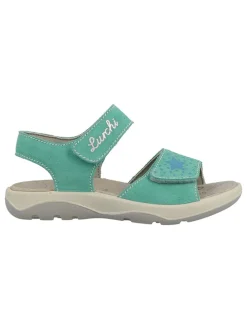 Leder-Sandalen in Türkis