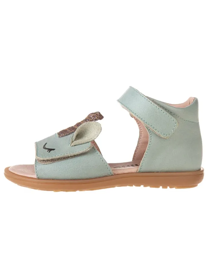 Leder-Sandalen in Türkis