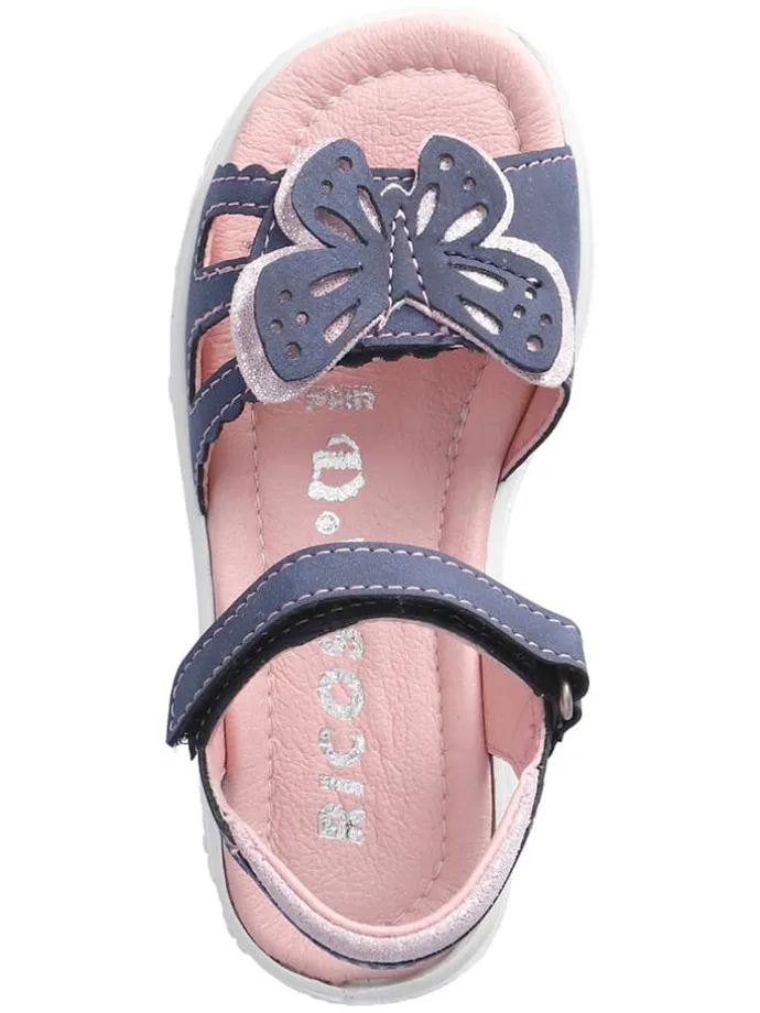 Leder-Sandalen "Kelebek" in Dunkelblau