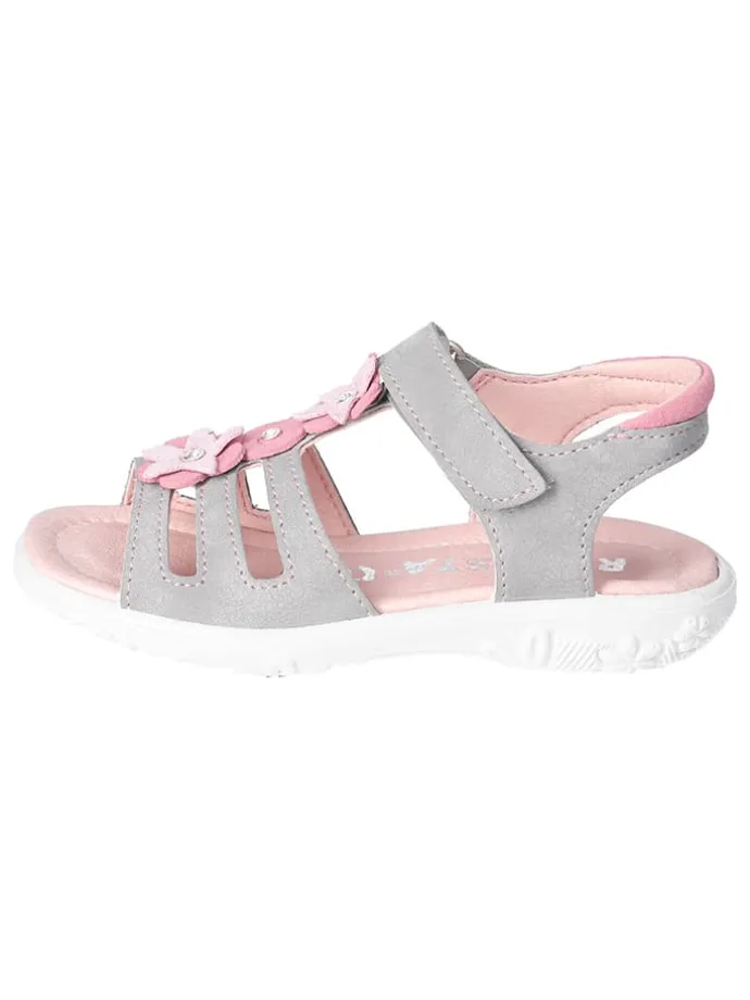 Leder-Sandalen "Lorena" in Hellgrau/ Rosa