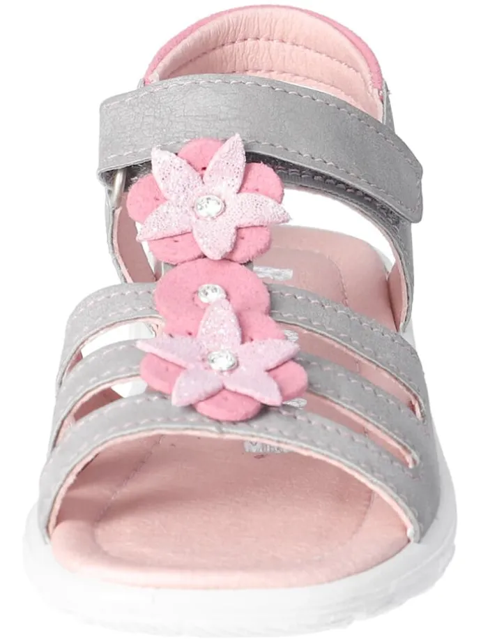 Leder-Sandalen "Lorena" in Hellgrau/ Rosa