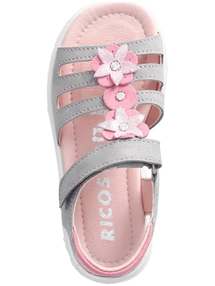 Leder-Sandalen "Lorena" in Hellgrau/ Rosa