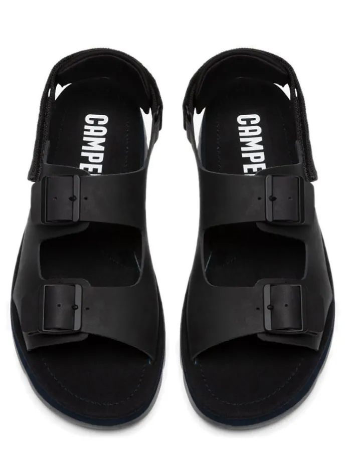 Leder-Sandalen "Oruga" in Schwarz