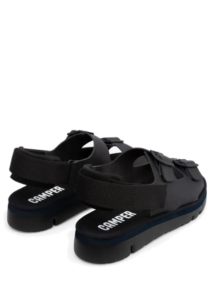 Leder-Sandalen "Oruga" in Schwarz