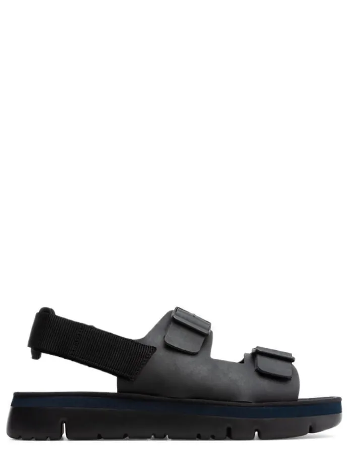 Leder-Sandalen "Oruga" in Schwarz