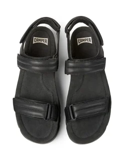 Leder-Sandaletten in Schwarz