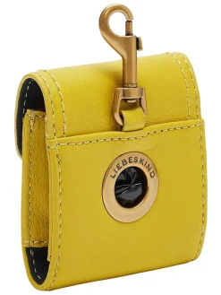 Leder-Schlüsselanhänger in Gelb - (B)8 x (H)8 cm