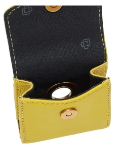 Leder-Schlüsselanhänger in Gelb - (B)8 x (H)8 cm