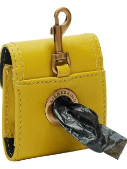 Leder-Schlüsselanhänger in Gelb - (B)8 x (H)8 cm