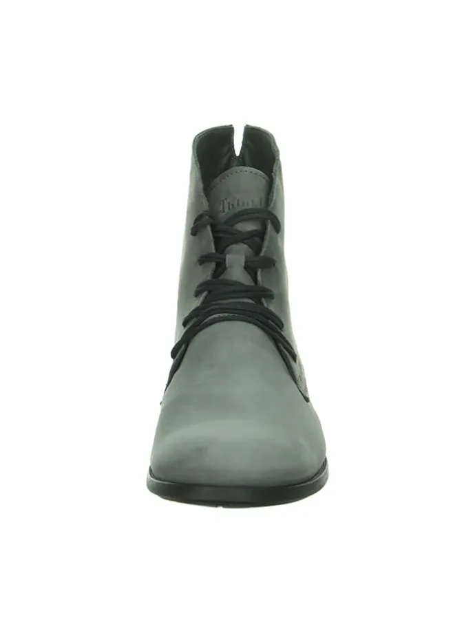 Leder-Schnprschuhe in Grau