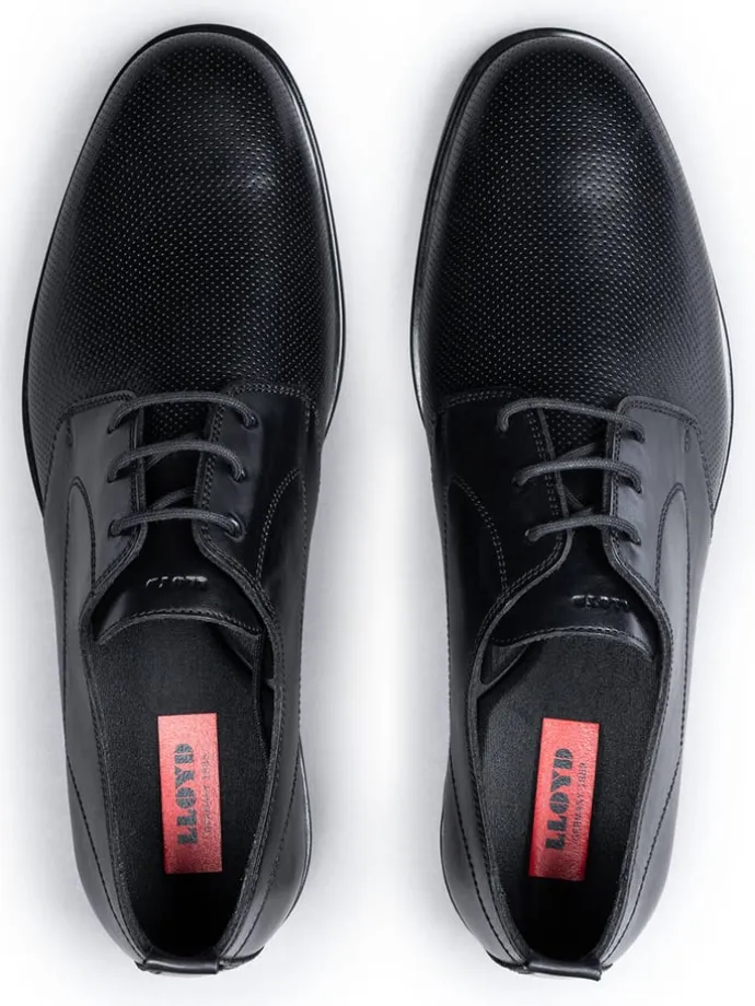 Leder-Schnürschuhe "Derby" in Schwarz