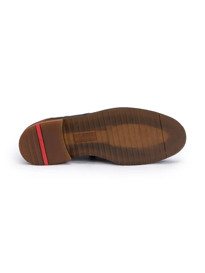Leder-Schnürschuhe "Domino" in Dunkelblau/ Hellbraun