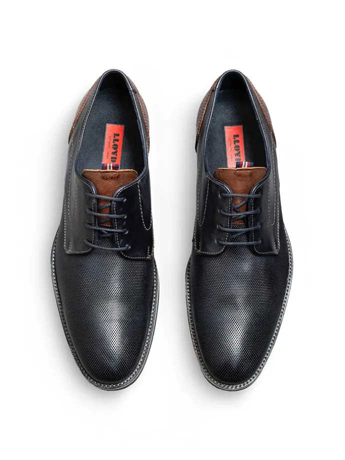 Leder-Schnürschuhe "Harris" in Dunkelblau/ Braun