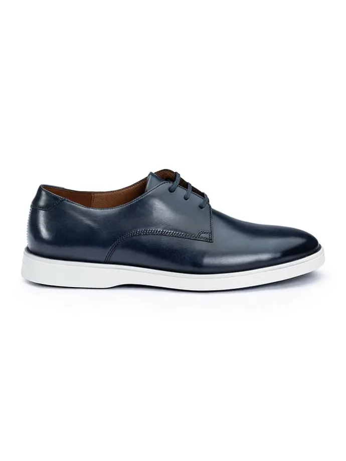 Leder-Schnürschuhe "Hillary" in Dunkelblau