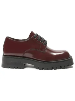 Leder-Schnürschuhe in Bordeaux