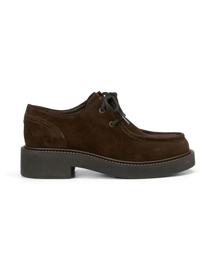 Leder-Schnürschuhe in Braun