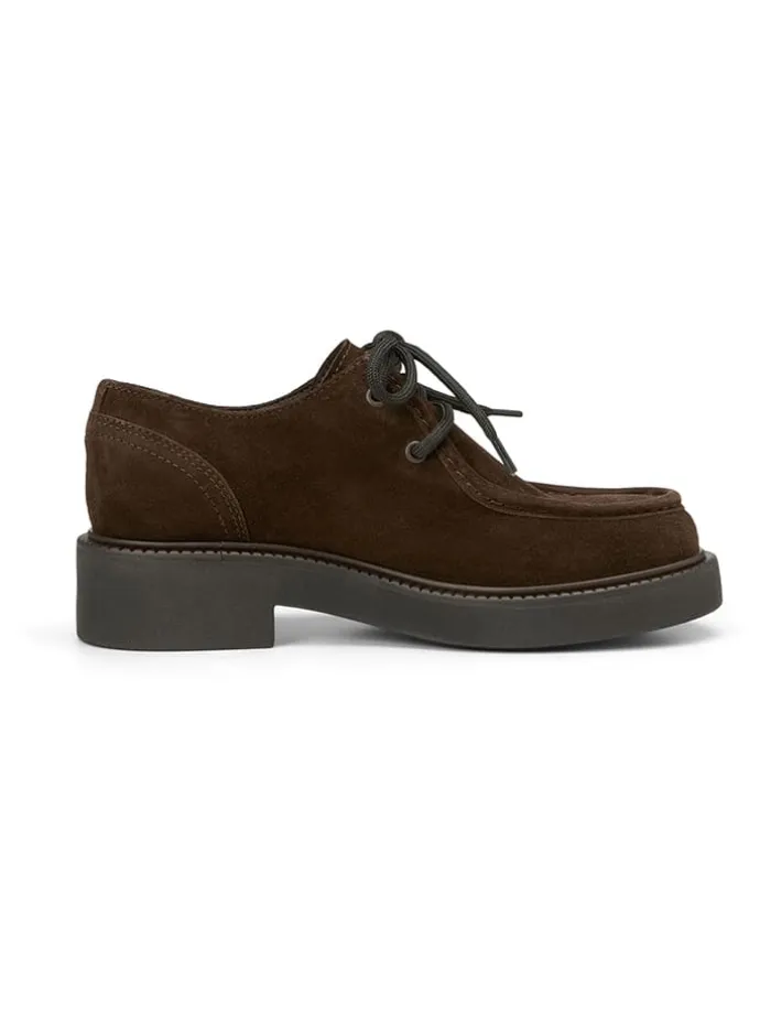 Leder-Schnürschuhe in Braun