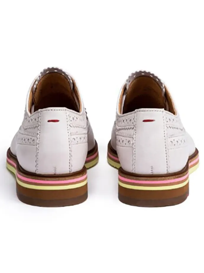 Leder-Schnürschuhe in Creme