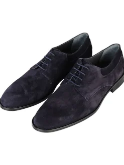 Leder-Schnürschuhe in Dunkelblau