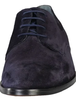 Leder-Schnürschuhe in Dunkelblau